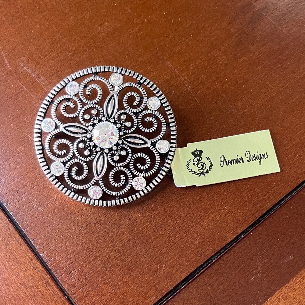 Premier Designs Silver Swirl Brooch